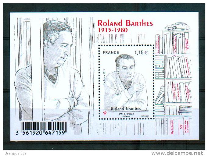 France 2015 - Roland Barthes, Philosophe Français / French Philosopher - MNH - Ecrivains