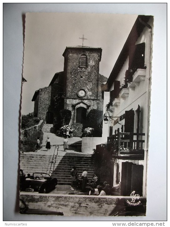 Carte Postale Biriatou L'Eglise Basque  (non Circulée,Tampon Frontiere Pont International Hendaye ) - Biriatou