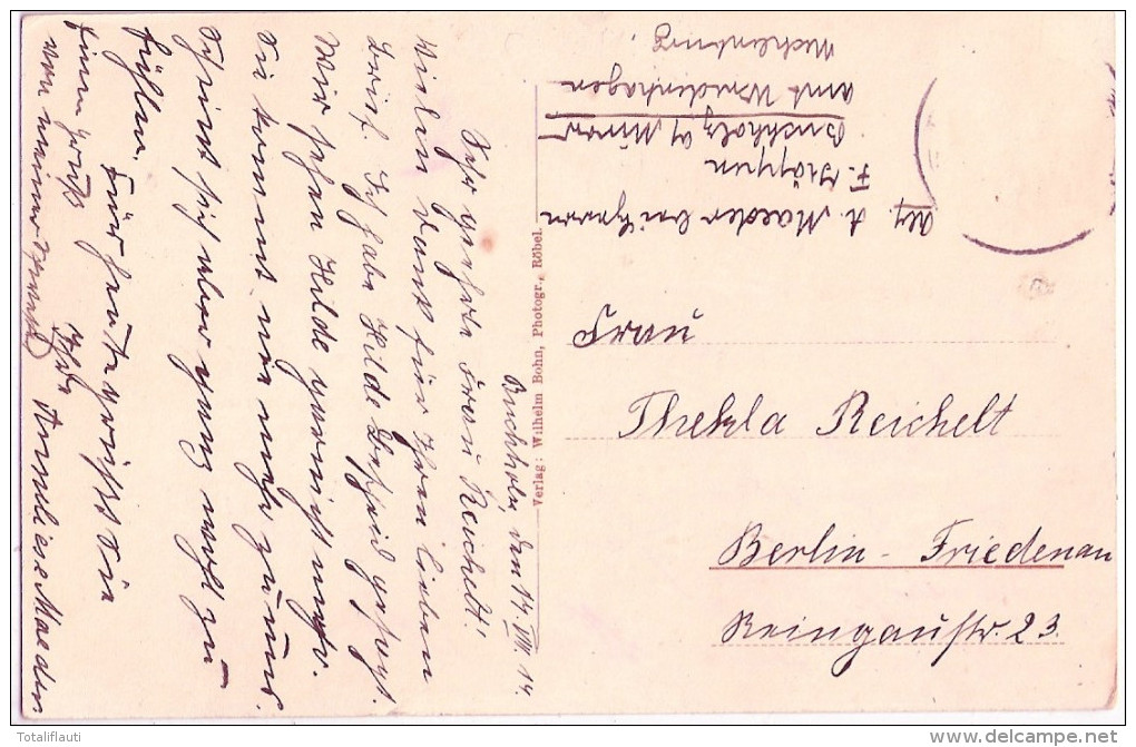 Gruß Aus Buchholz Amt Wredenhagen Dampf Mühle Schule Gasthof 14.8.1914 Gelaufen - Roebel
