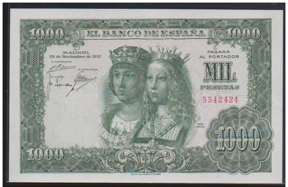 ESPAÑA-BILLETE DE 500 PESETAS 1957(SIN SERIE-RARO) - 1000 Pesetas