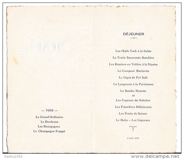 Menu  1935 - Menus