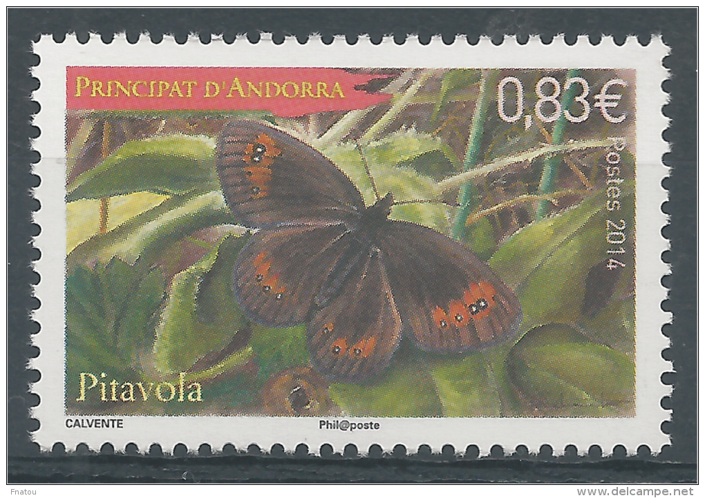 Andorra (French Adm.), Butterfly, Woodland Ringlet (Erebia Medusa), 2014, MNH VF - Nuovi