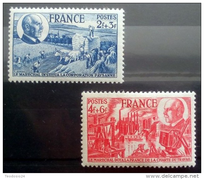 FRANCIA 1944 YT 607/8 MI 620/21** MNH - Nuevos