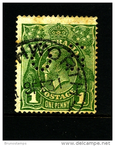 AUSTRALIA - 1924  KGV HEAD  1d GREEN SINGLE CROWN WMK PERFORATED OS FINE USED  SG O79 - Used Stamps