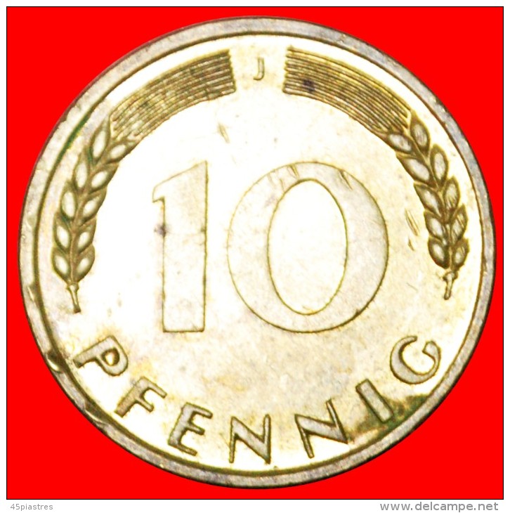 &#9733;OAK: GERMANY &#9733; 10 PFENNIG 1950J MINT LUSTER! SCARCE! LOW START &#9733; NO RESERVE! - 10 Pfennig