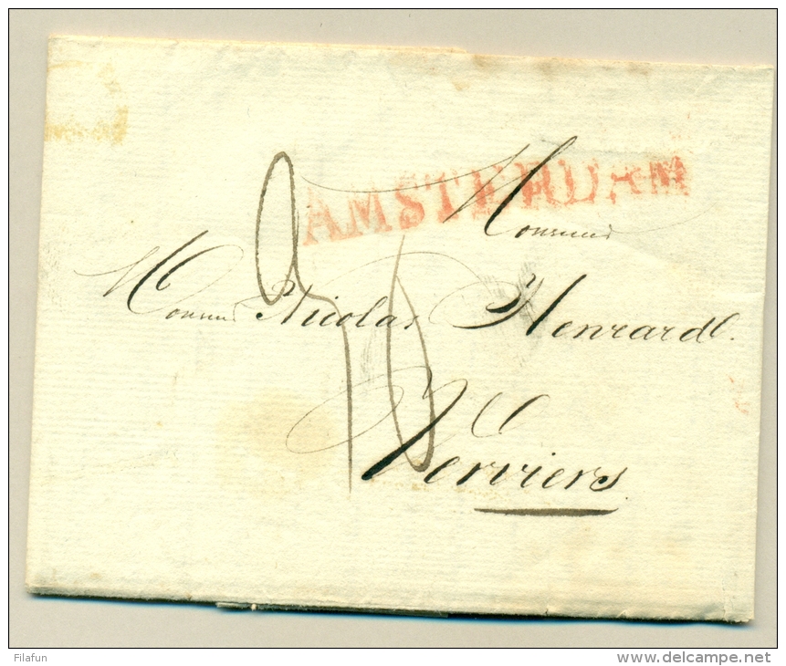 Nederland - 1827 - Complete Aangetekende Vouwbrief Van Amsterdam Naar Verviers - ...-1852 Voorlopers