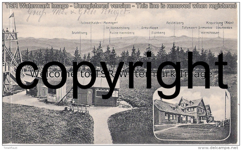 TABARZ Panorama Großer Inselsberg Aussichtsturm Coburg Schmalkalden Klappkarte21.6.1905 Gelaufen - Tabarz