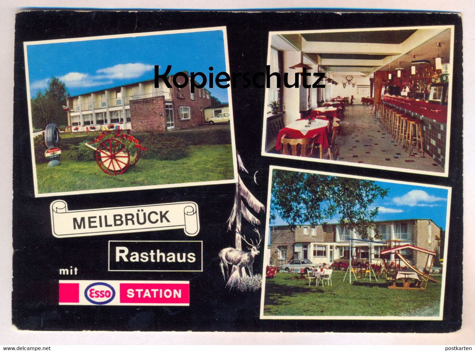 ÄLTERE POSTKARTE RASTHAUS MOTEL SCHILLIG MEILBRÜCK ESSO STATION MECKEL Bitburger Land Cpa Postcard AK Ansichtskarte - Bitburg