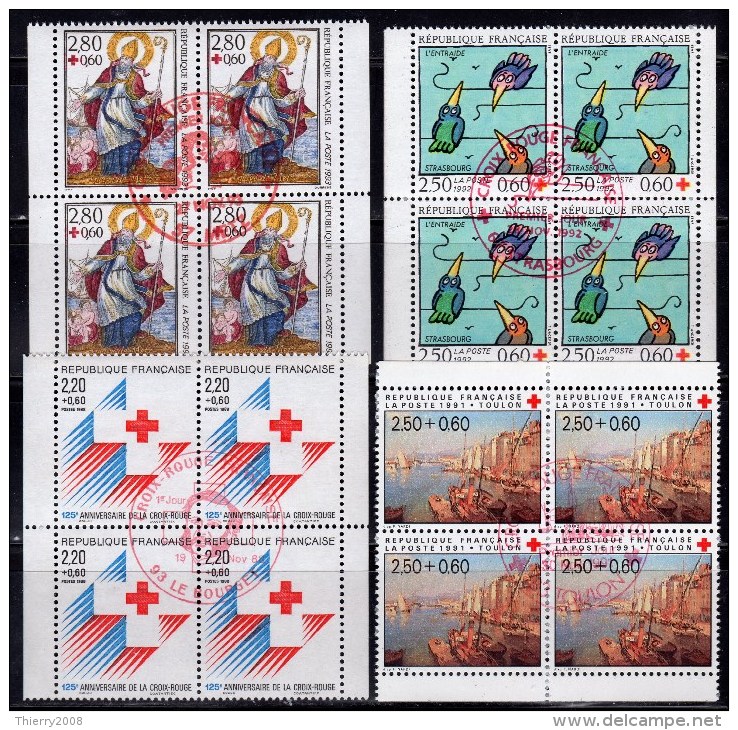 Croix Rouge 1988/91/92/93  En Bloc De 4 Avec Oblitération Cachet à Date   TTB - Sonstige & Ohne Zuordnung