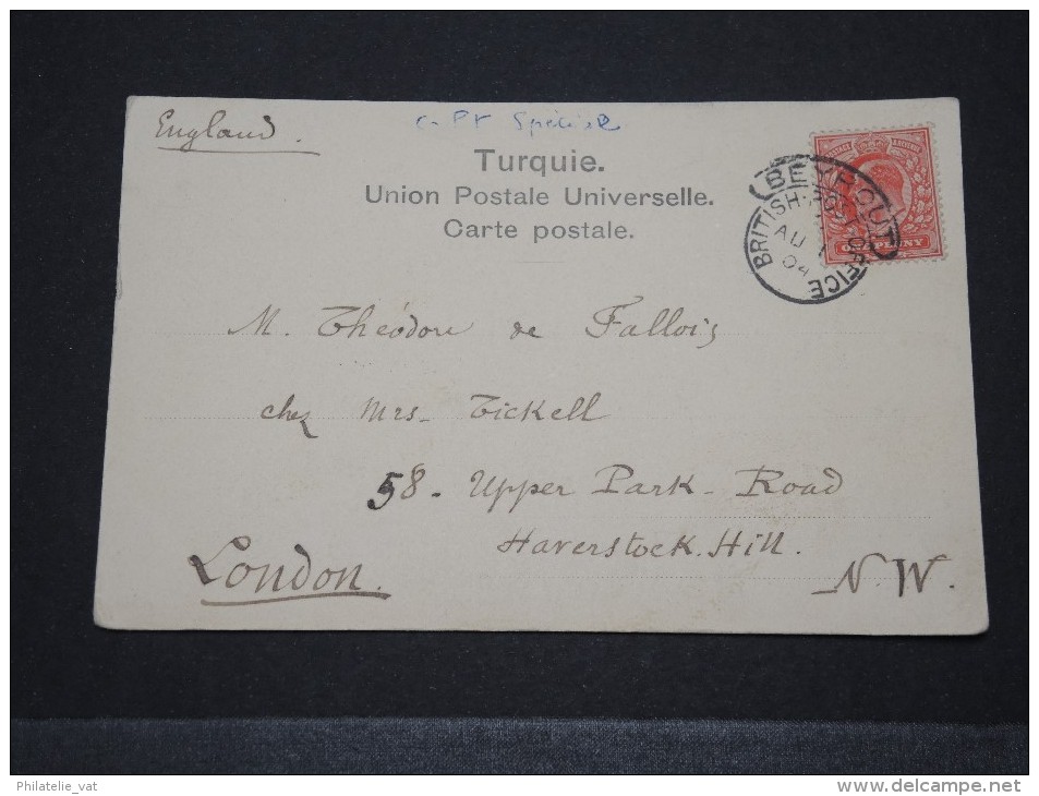 BEYROUTH - Carte (famille Arabe De Jérusalem) - De Beyrouth (British Post Office) Pour Londres - Août 1904 - P15033 - Levante Britannico