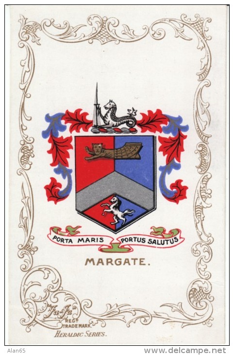 Margate Kent England Heraldic Crest Coat Of Arms C1900s Postcard - Margate
