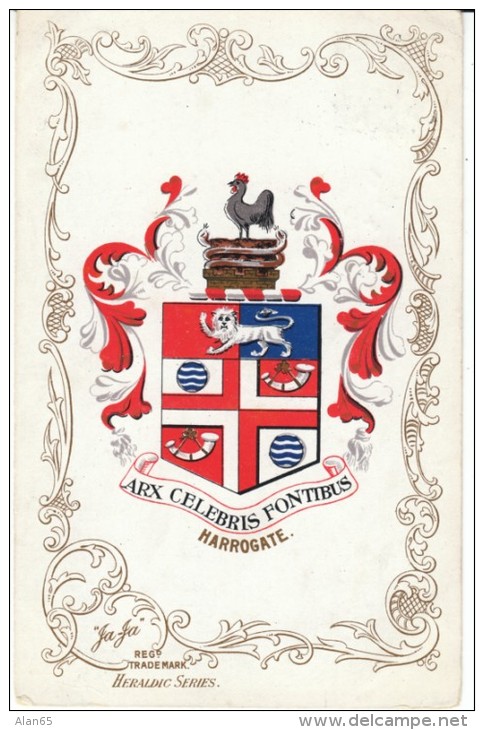 Harrogate England Heraldic Crest Coat Of Arms C1900s Postcard - Harrogate
