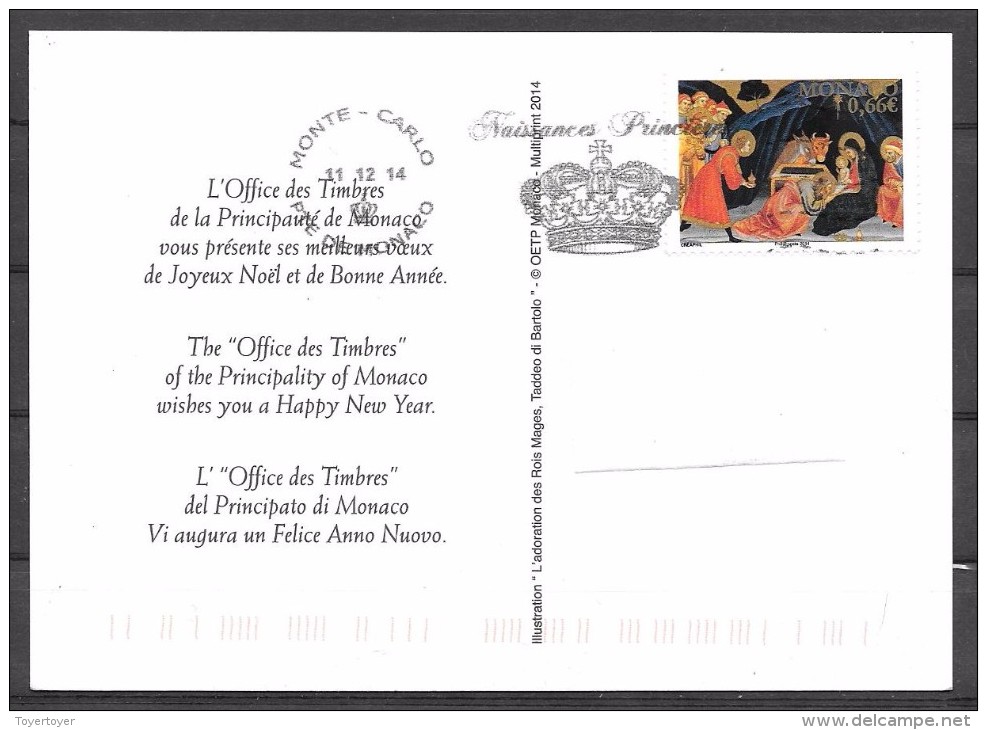 D 49  Carte De L'office Des Timbres Poste De Monaco 2014 - Altri & Non Classificati