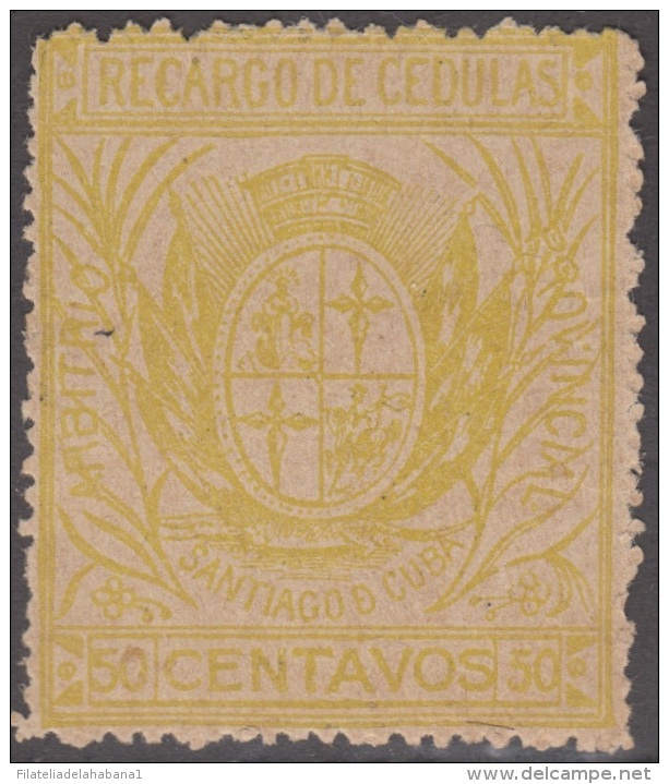 LOC-30 CUBA SPAIN ESPAÑA REVENUE LOCAL 50c SANTIAGO YELLOW - Timbres-taxe