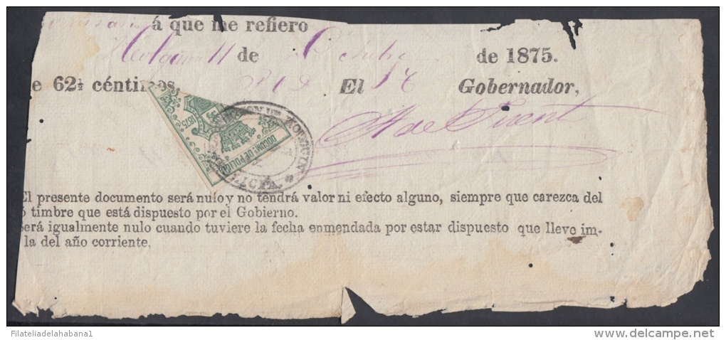 POL-20 CUBA SPAIN ESPAÑA REVENUE POLICE POLICIA BICEPTO 1875 - Timbres-taxe