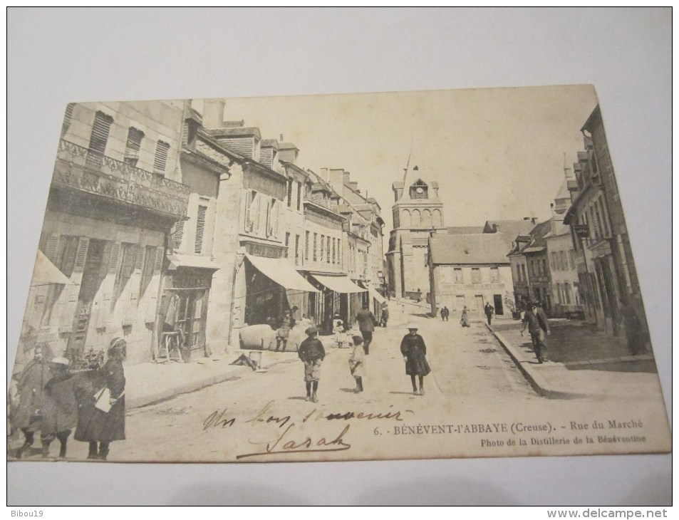 CPA BENEVENT L ABBAYE RUE DU MARCHE 1902 - Benevent L'Abbaye