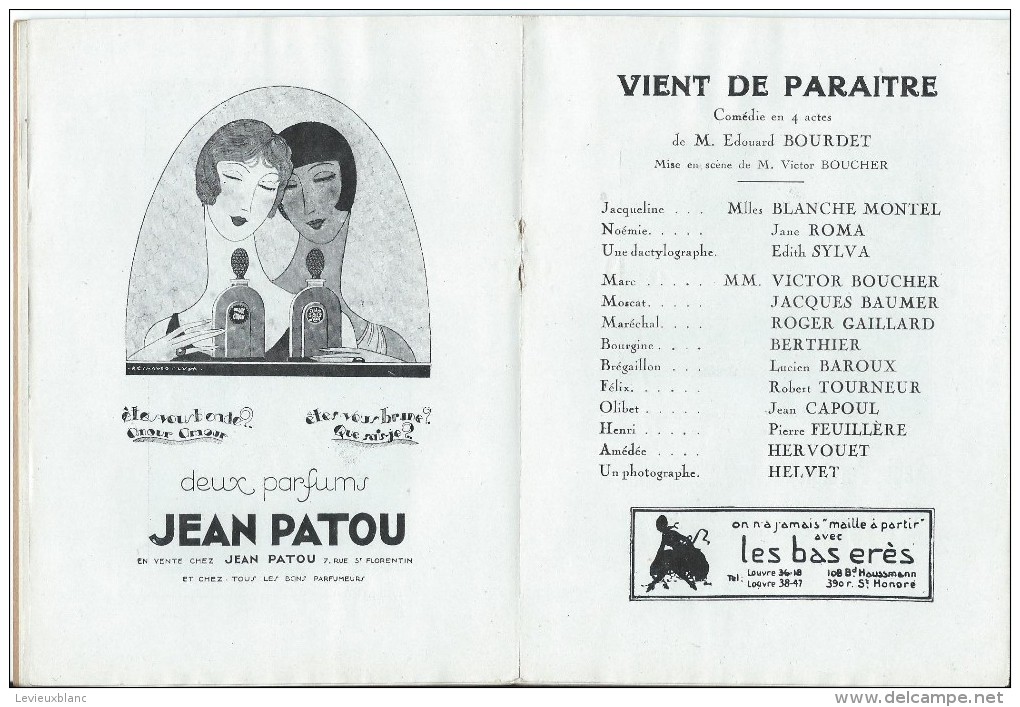 Théatre/La Michodiére /Vient De Paraitre / Bourdet/ Publicité Hotchkiss/Voiture Voisin /Saison 1927-28        PROG60 - Programmes