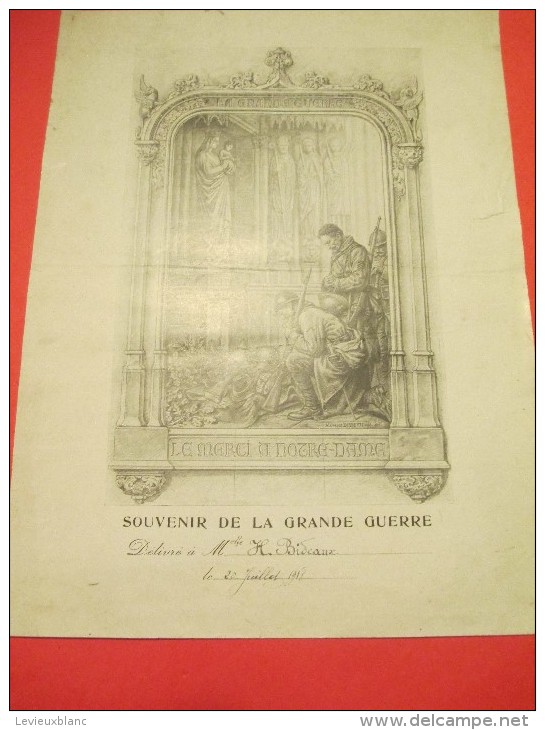 Souvenir De La Grande Guerre/ Le Merci à Notre-Dame/Henriette Bideaux/Ivry La Bataille/1918  DIP53 - 1914-18