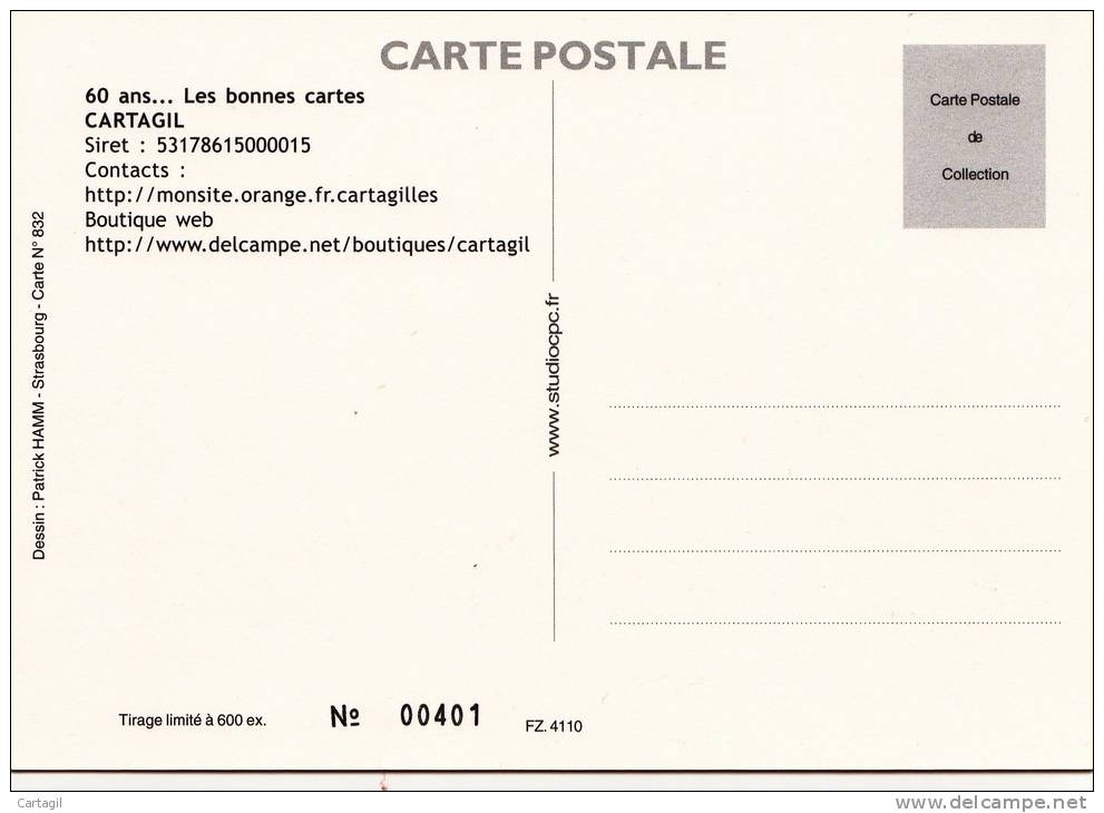 PATRICK HAMM - Carte Personnelle - B315 - Retraite Et 60 Ans Gilbert Bronner - Tirage 600ex Numérotés - Hamm