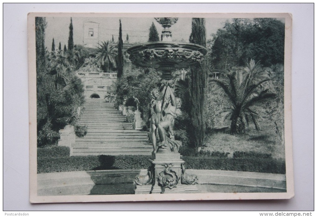 RUSSIA, Sochi Garden Main Stairs  - Old Vintage Postcard  - 1930s - Arbres