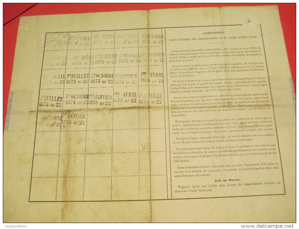 Brevet De Pension/Grand Chancelier Ordre Impérial Légion Honneur /Pension Complémentaire/Ploenné/C Du N/ 1870    DIP94 - Altri & Non Classificati