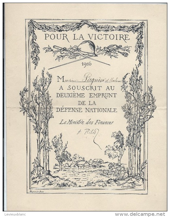 Certificat De Participation Au 2éme Emprunt Défense Nationale//Pour La Patrie/ 1916     DIP99 - Altri & Non Classificati