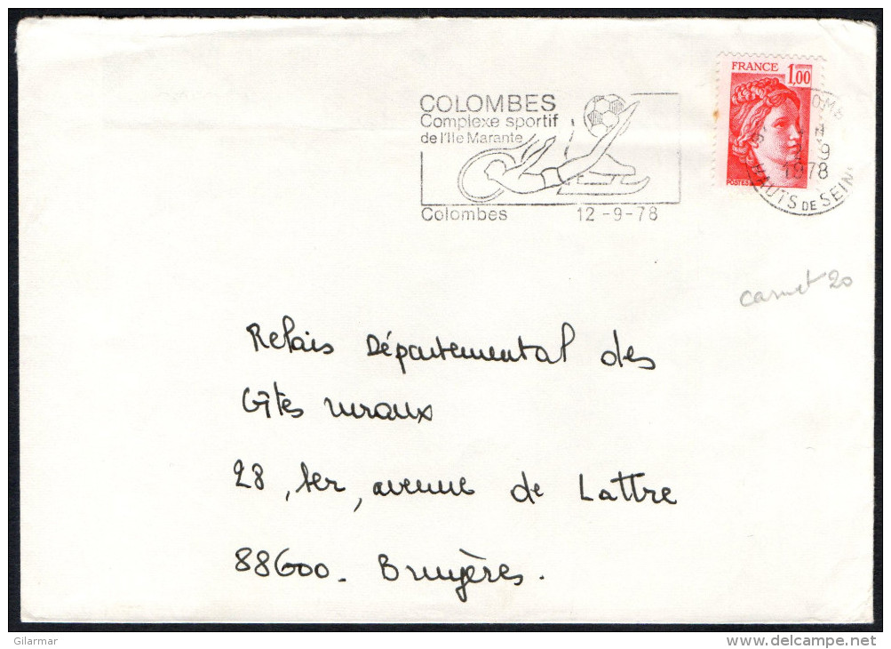 DIVING - FRANCE COLOMBES 1978 - COMPLEXE SPORTIF DE L´ILE MARANTE - MAILED ENVELOPE - Kunst- Und Turmspringen