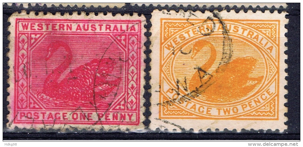 AUS+ Westaustralien 1902 Mi 49-50 Schwarzer Schwan - Oblitérés