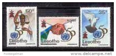 LESOTHO, 1995, Mint Never Hinged Stamp(s), 50 Years U.N.O.  MI Nrs. 1122-1124, #2757 - Lesotho (1966-...)