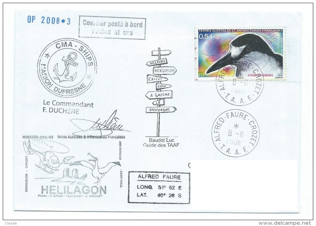 14926 - TAAF - MARION DUFRESNE MISSION OP3-08 - ALFRED FAURE 2008 - GERANT POSTAL - ORQUE - Cartas & Documentos