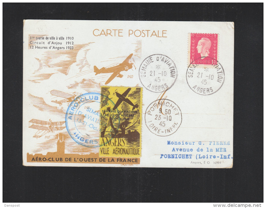 France CP Semaine D'Aviation Angers 1945 - Aviation