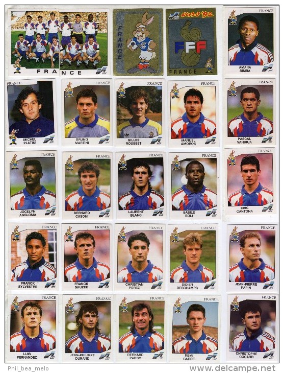 FOOT STICKERS UEFA PANINI EURO 92 - N°039 à 063 - 25 STICKERS EQUIPE DE FRANCE COMPLETE - VOIR PHOTO ET DESCRIPTION - Edition Française