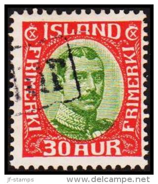 1920. King Christian X. Thin, Broken Lines In Ovl Frame. 30 Aur Red/green TOLLUR. (Michel: 93) - JF191321 - Neufs