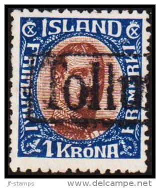 1920. King Christian X. Thin, Broken Lines In Ovl Frame. 1 Kr. Blue/brown. TOLLUR. Vari... (Michel: 96) - JF191300 - Neufs