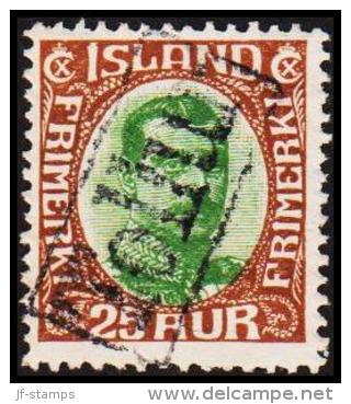 1920. King Christian X. Thin, Broken Lines In Ovl Frame. 25 Aur Brown/green TOLLUR. (Michel: 92) - JF191332 - Neufs