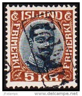 1920. King Christian X. Thin, Broken Lines In Ovl Frame. 5 Kr. Brown/blue TOLLUR. (Michel: 98) - JF191347 - Ongebruikt