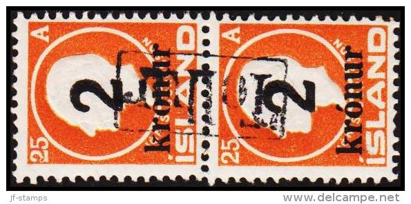 1926. Surcharge. Jon Sigurdsson. 2x 2 Kr. On 25 Aur Orange Only 50.000 Issued. TOLLUR. (Michel: 119) - JF191383 - Neufs