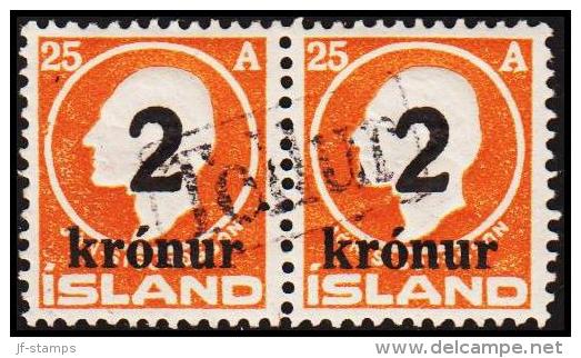 1926. Surcharge. Jon Sigurdsson. 2x 2 Kr. On 25 Aur Orange Only 50.000 Issued. TOLLUR. (Michel: 119) - JF191381 - Neufs