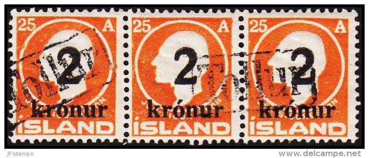 1926. Surcharge. Jon Sigurdsson. 3x 2 Kr. On 25 Aur Orange Only 50.000 Issued. TOLLUR. (Michel: 119) - JF191379 - Neufs