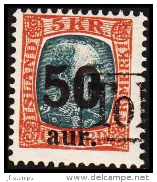 1925. Surcharge. King Christian IX. 50 Aur On 5 Kr. Grey/red-brown TOLLUR. (Michel: 113) - JF191358 - Neufs