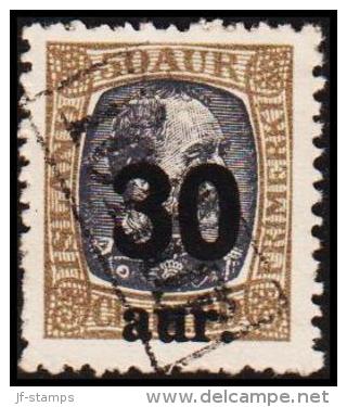 1925. Surcharge. King Christian IX. 30 Aur On 50 Aur Violet-grey/grey TOLLUR. (Michel: 112) - JF191377 - Unused Stamps