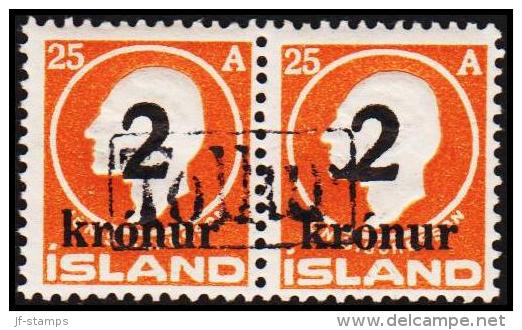 1926. Surcharge. Jon Sigurdsson. 2x 2 Kr. On 25 Aur Orange Only 50.000 Issued. TOLLUR. (Michel: 119) - JF191380 - Neufs