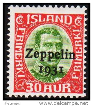 1931. Air Mail. Zeppelin. 30 Aur Green/red King Christian X. Only 50.000 Issued. (Michel: 147) - JF191428 - Airmail