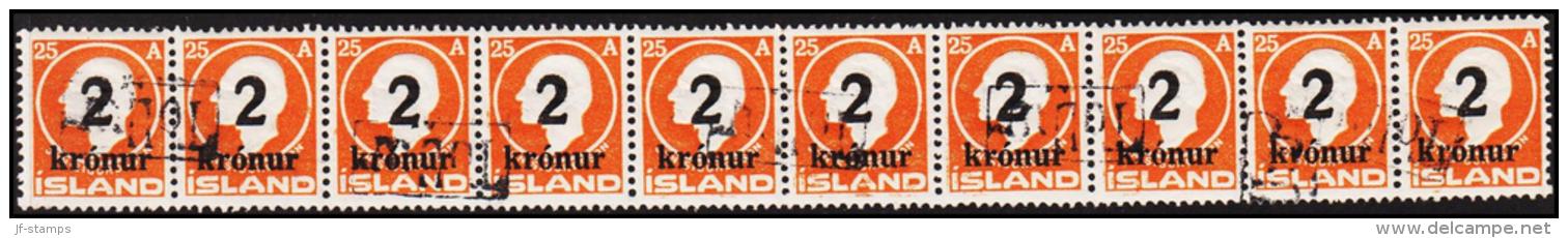 1926. Surcharge. Jon Sigurdsson. 10x 2 Kr. On 25 Aur Orange Only 50.000 Issued. TOLLUR. (Michel: 119) - JF191388 - Neufs