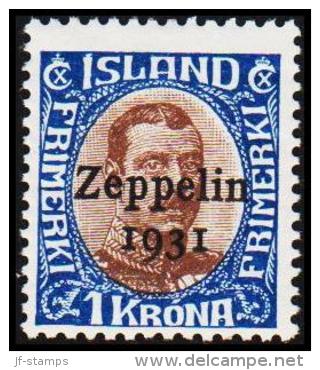 1931. Air Mail. Zeppelin. 1 Kr. Brown/blue King Christian X. Only 60.000 Issued. (Michel: 148) - JF191429 - Luchtpost