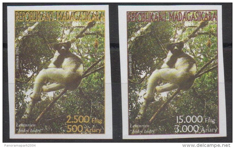 Madagascar Madagaskar 2003 Mi. 2605 -2606 Faune Fauna Lemur Lemurien Animals IMPERF NON DENTELES 2 Val. MNH ** - Madagascar (1960-...)