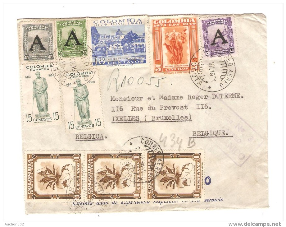 Colombia Air Mail Cover C.Bogota 1951 To Belgium PR2591 - Colombia