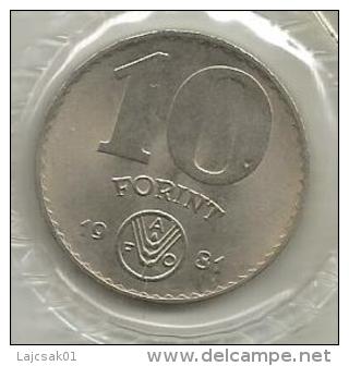 Hungary 10 Forint 1981. UNC FAO - Hungría