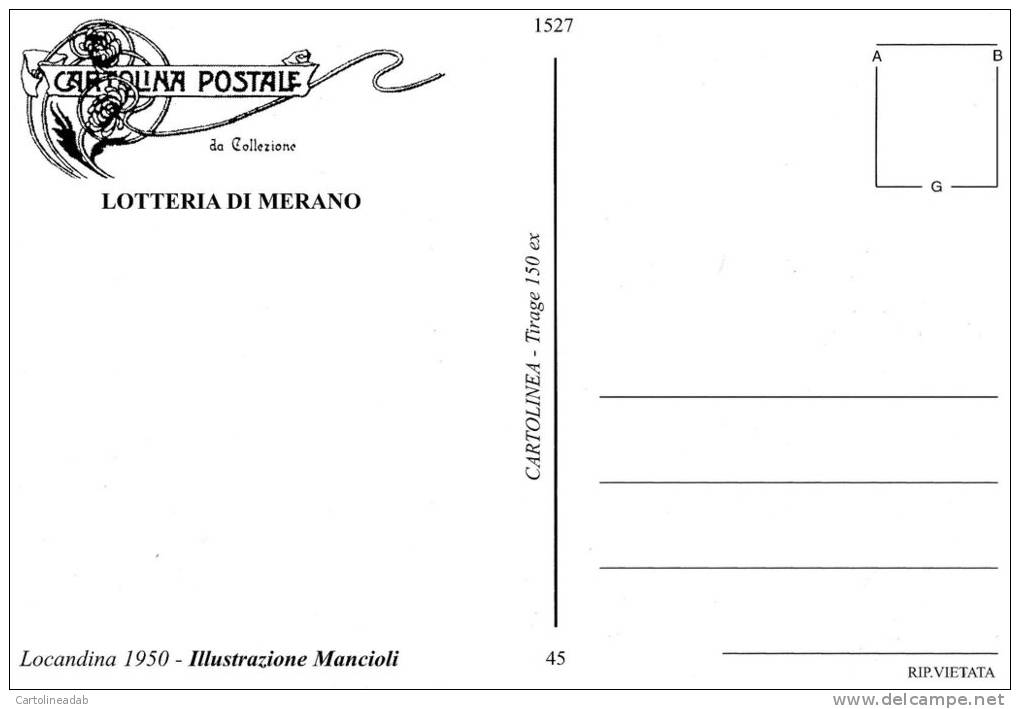 [DC1527] CARTOLINEA - LOTTERIA DI MERANO - LOCANDINA 1950 - ILLUSTRAZIONE MANCIOLI (45) - Altri & Non Classificati