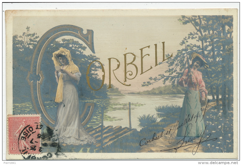 CORBEIL ESSONNES - Jolie Carte Fantaisie Femmes " CORBEIL " - Corbeil Essonnes